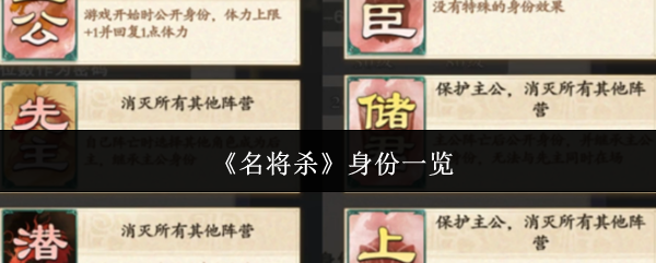 《名将杀》身份一览