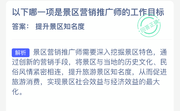以下哪一项是景区营销推广师的工作目标(图2)