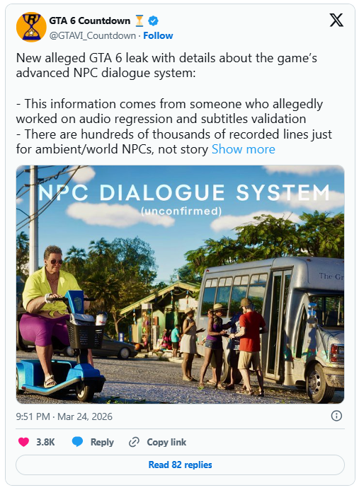 《GTA6》游戏世界塞海量细节 光路人台词就有数十万句(图2)